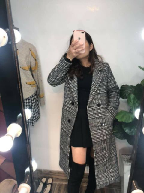 Áo măng tô kẻ chất dạ đẹp siu hot hanoivnxk | BigBuy360 - bigbuy360.vn