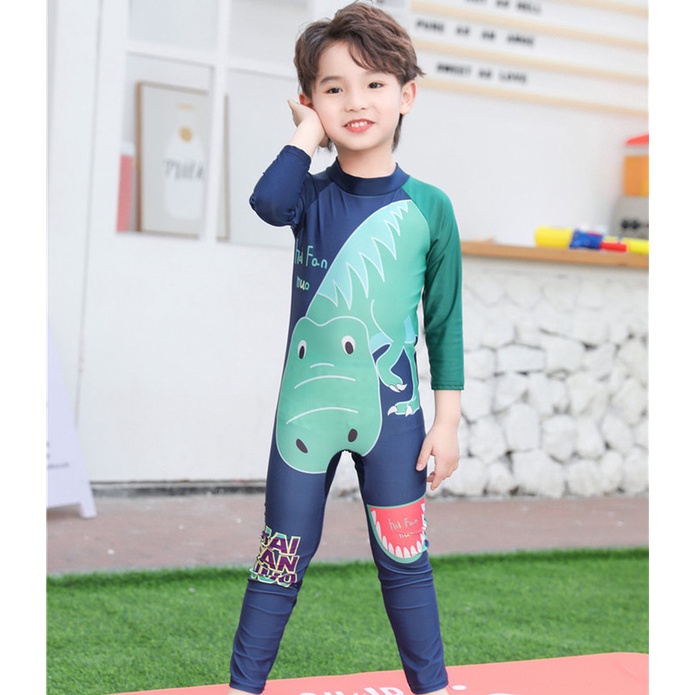 SUGE Bộ Đồ Bơi Một Mảnh Tay Dài Họa Tiết Hoạt Hình Dễ Thương Cho Bé Trai Và Gái