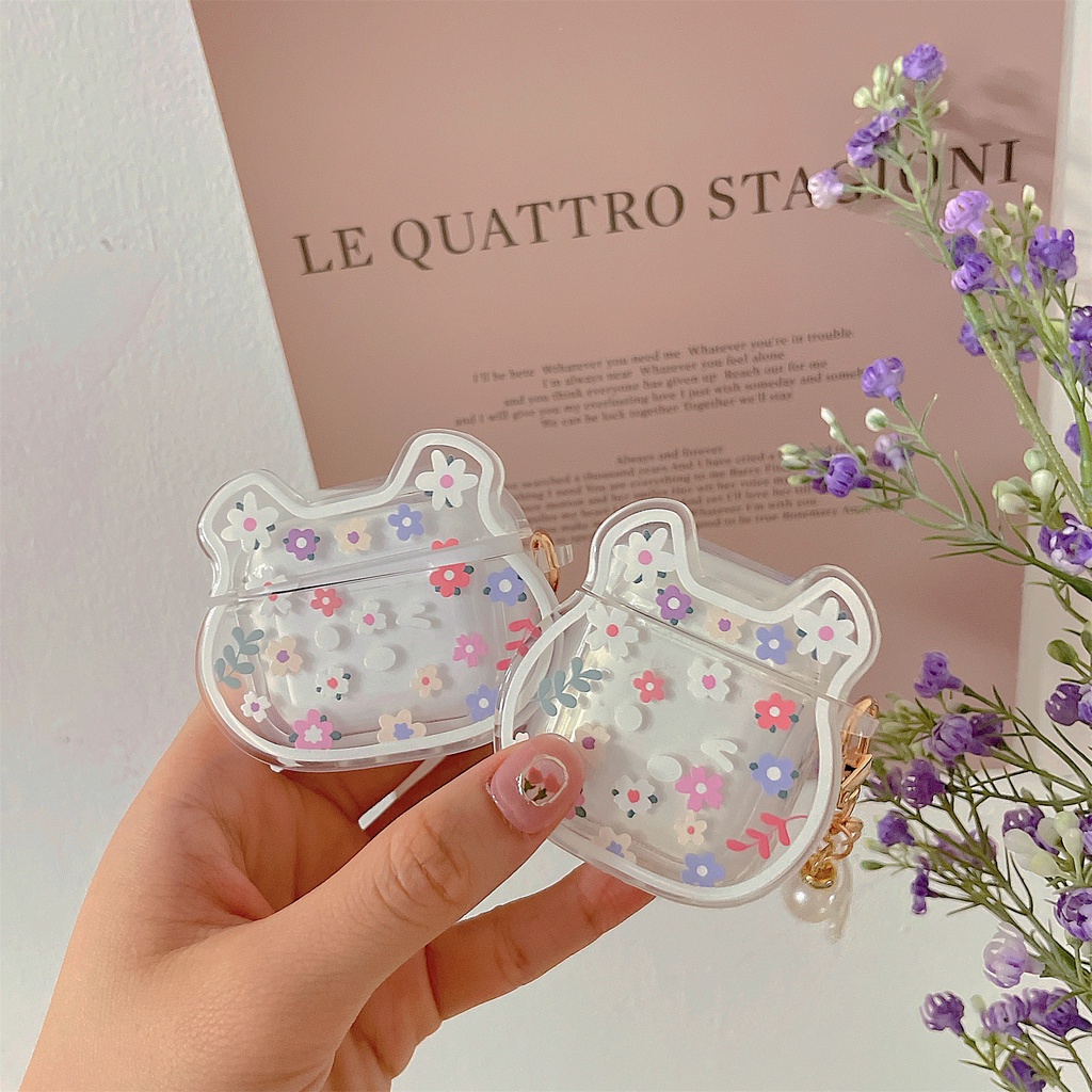 Vỏ Bảo Vệ Hộp Sạc Tai Nghe Airpods3/ pro 1/2 TWS Bằng tpu Dẻo Trong Suốt Họa Tiết Hoa Nhỏ Dễ Thương Chống Sốc