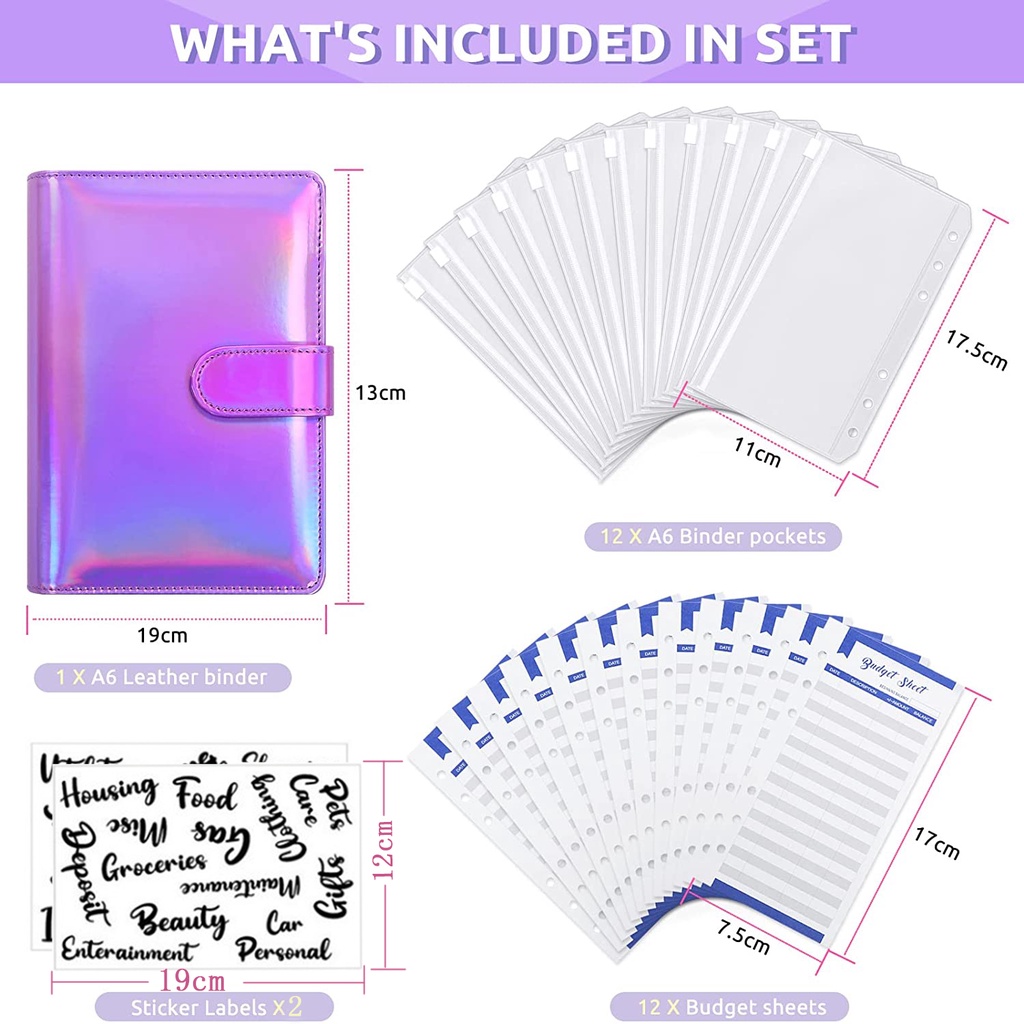 Phong Bì Đựng Tiền Giấy A6 Chất Liệu Da PU Trong Suốt Có Khóa Kéo