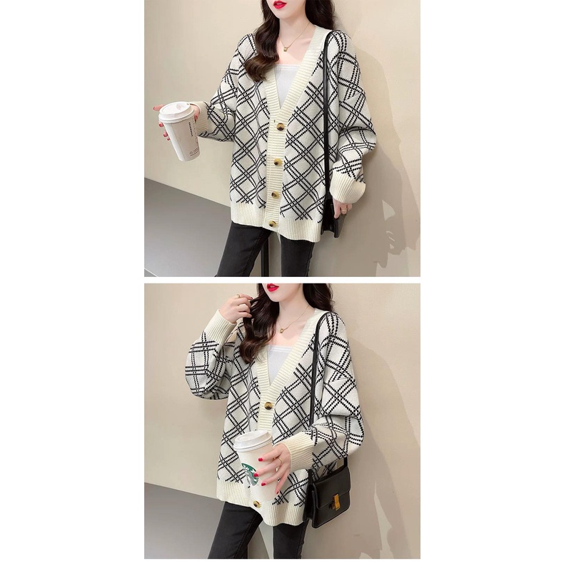 [Hằng sẵn] Áo Cardigan nữ kẻ sọc Hàn Quốc mẫu mới nhất 2021- Áo cardigan len dạ tweet | WebRaoVat - webraovat.net.vn