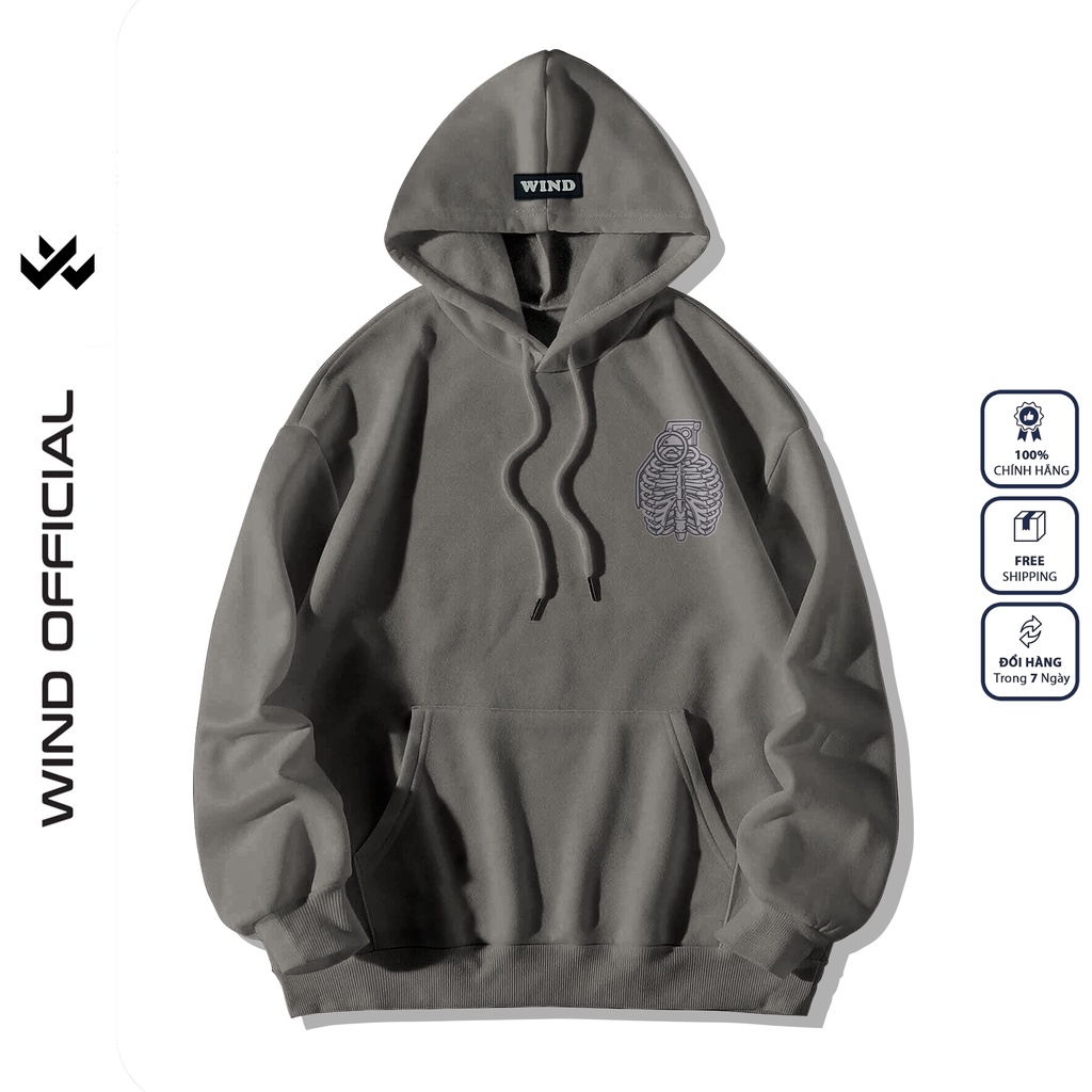 Áo hoodie unisex form rộng WIND bản Premium nỉ ngoại GRENADE nam nữ oversize ulzzang