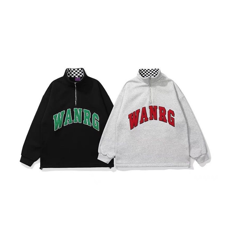 Áo Sweater Cổ Polo Dáng Rộng In Chữ Thời Trang Cho Cặp Đôi