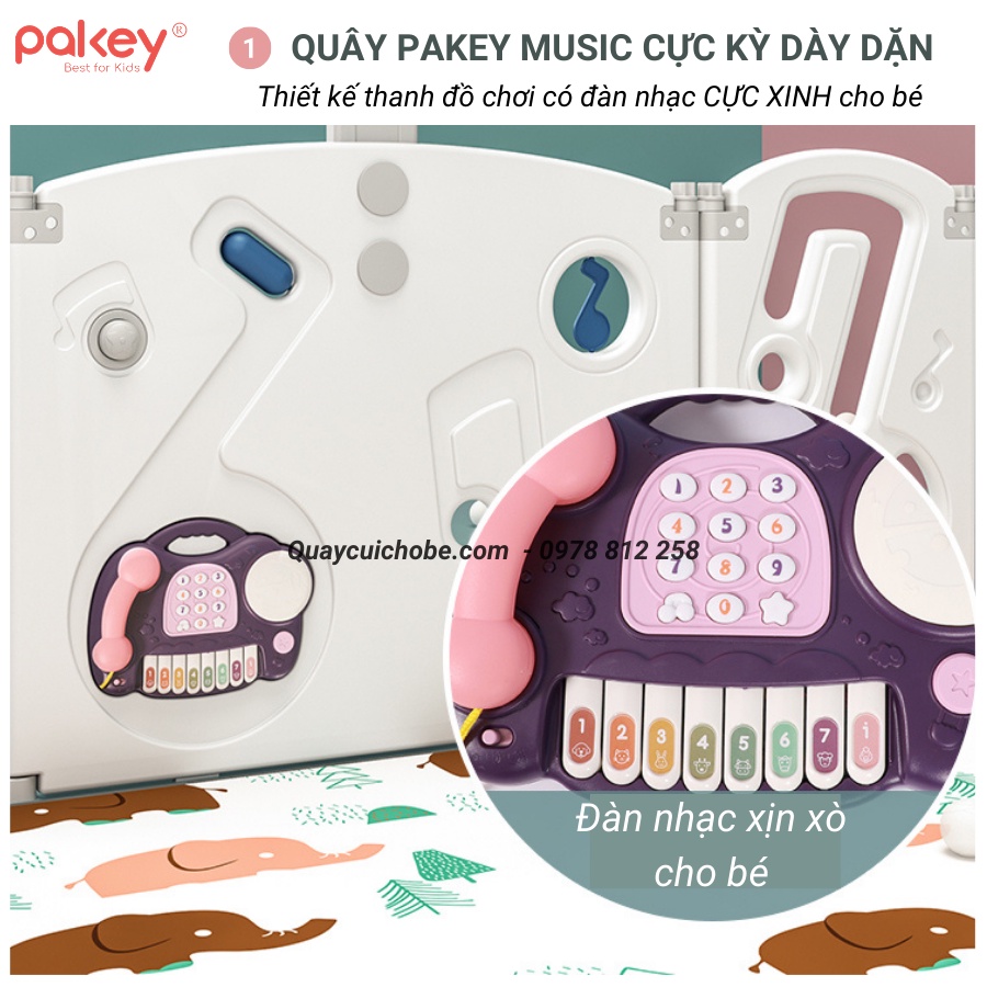 Quây cũi nhựa gấp gọn Pakey Music set FULL VIP cầu trượt, xích đu , ngựa, bóng rổ giá tốt nhất, thiết kế mới