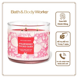 Nến thơm bath & body works strawberry pound cake 3 bấc 411g