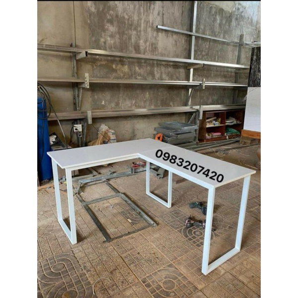 Bàn Học, Bàn Làm Việc Chữ L full trắng 1m2 x 1m4 ( hình thật )