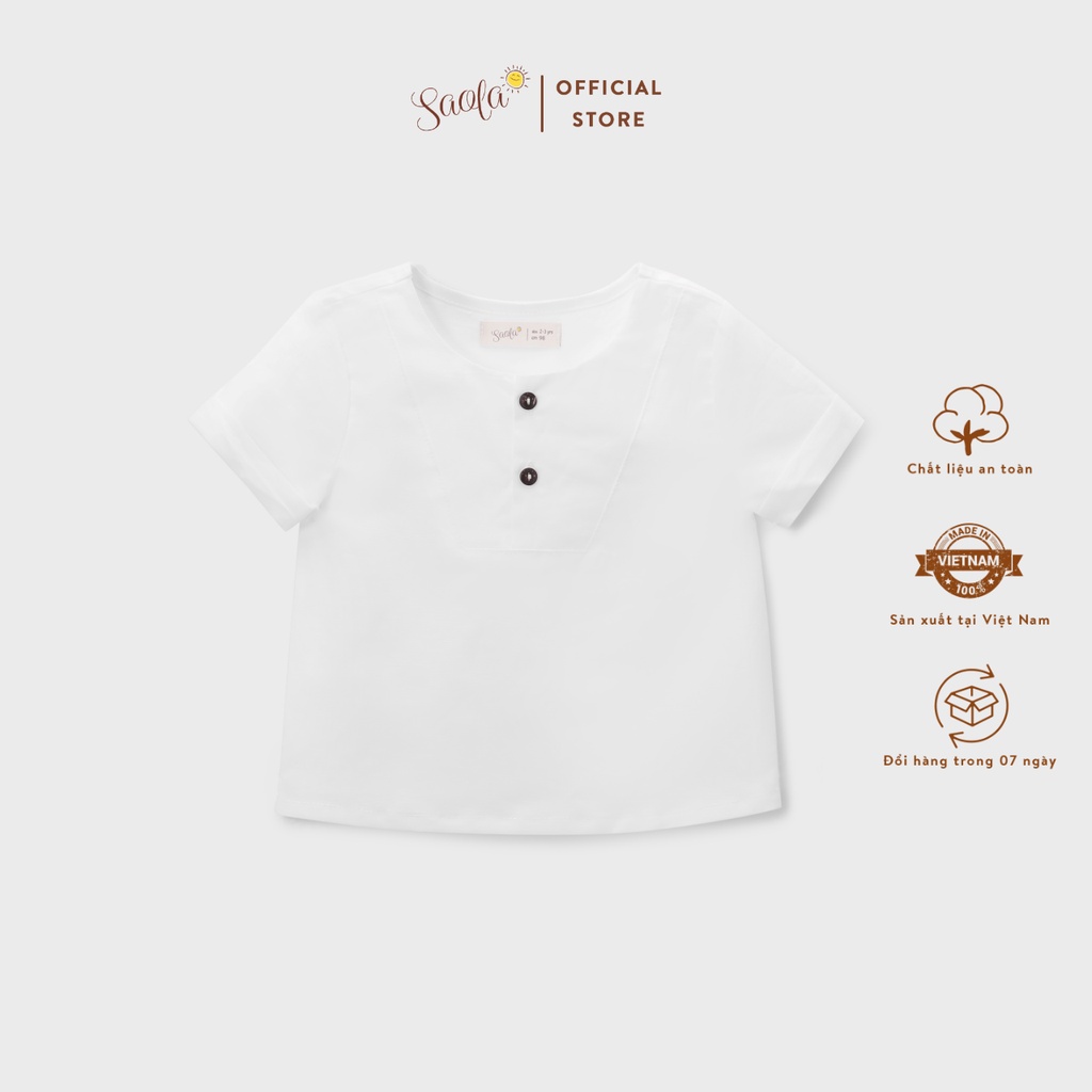 Áo Sơ Mi Cổ Tròn Tay Ngắn Chất Liệu Linen Thoáng Mát Cho Bé - VENTI SHIRT - TOL005 - SAOLA KIDS CLOTHING