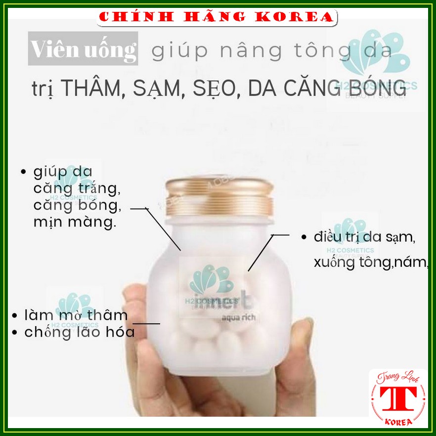 Viên cấp nước Aqua Rich hàn quốc, hộp 70 viên - Bổ sung collagen và nước, giúp da căng bóng, mịn màng - tranglinh