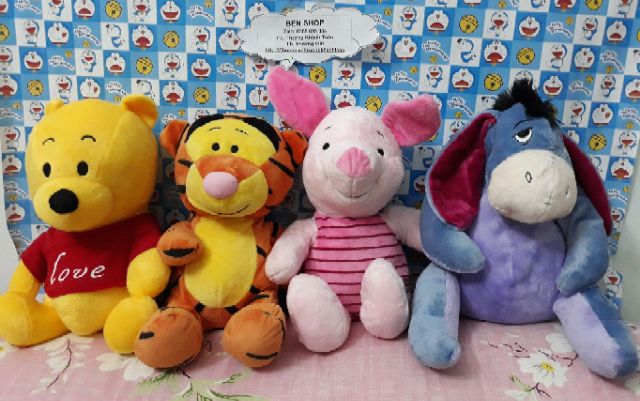 Bộ gấu Pooh - cọp - heo - lừa - size ngồi 30cm/200k - Set số 4