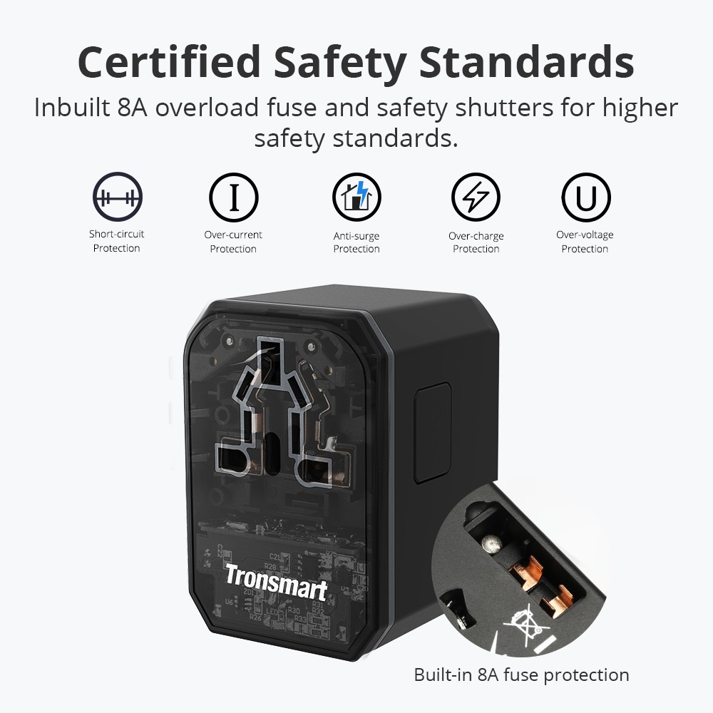 Bộ sạc chuyển đổi đa năng 33W với sạc nhanh USB-C PD 3.0 Tronsmart WCP05 TM-346063 - Hàng chính hãng - bảo hành 12 tháng