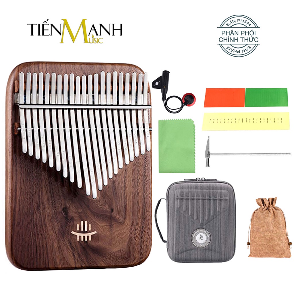 Đàn Kalimba 21 Phím Hluru KY21 - Kèm hộp chống sốc (Gỗ Walnut - Khắc Phím) - Chính hãng phân phối bởi Tiến Mạnh Music