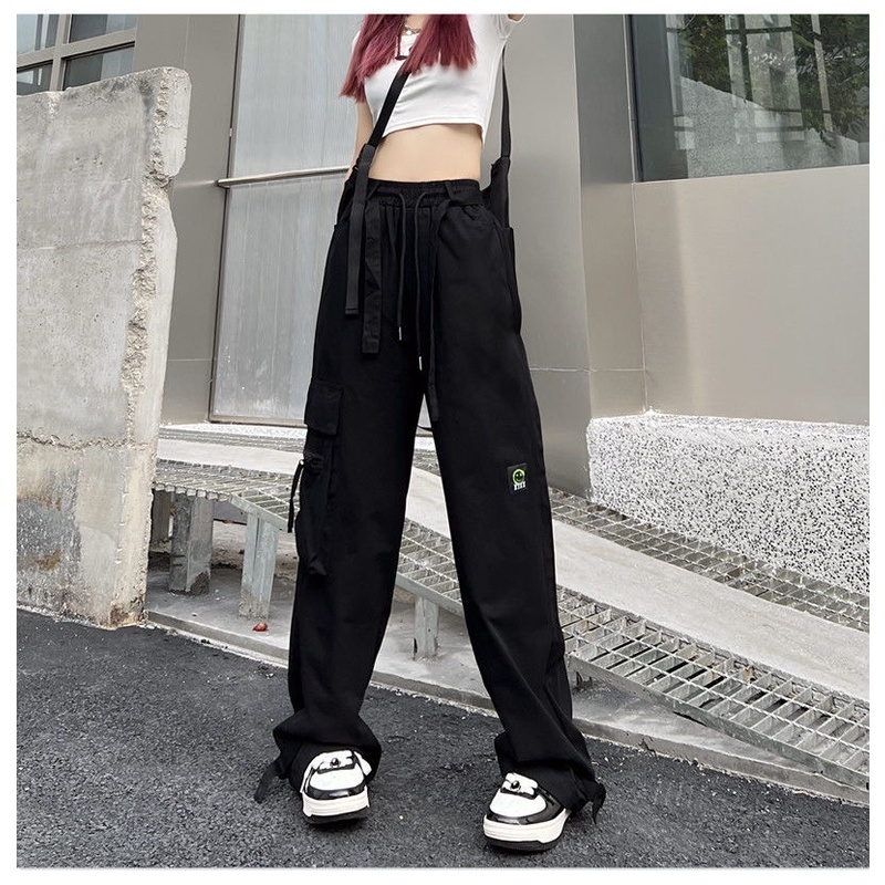 Quần Yếm Jean Dài Ống Rộng Phong Cách retro Thời Trang Cho Nữ