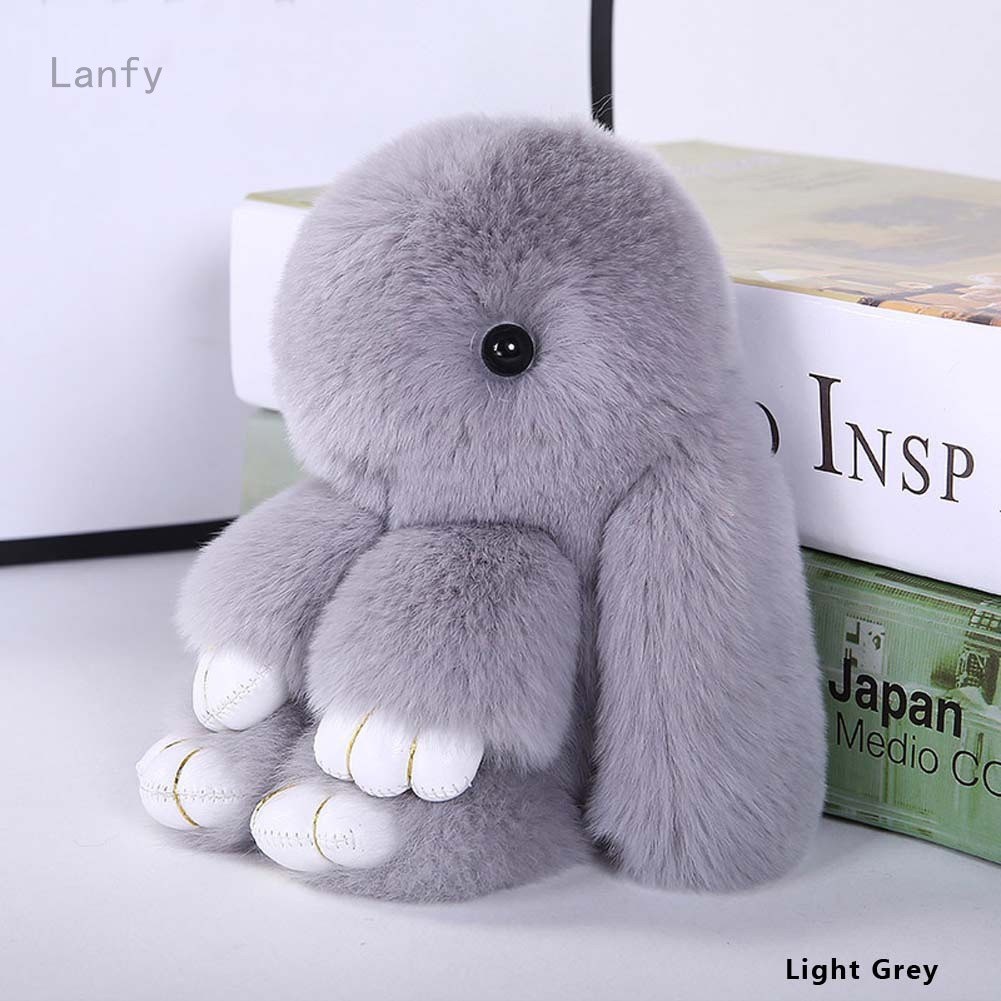 Lanfy1 Quả Cầu Lông Xù Hình Thỏ Xinh Xắn Gắn Móc Khóa