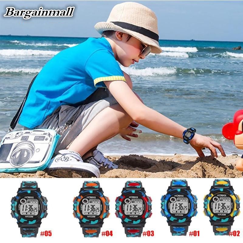 Đồng hồ điện tử tích hợp đèn Led chống thấm nước họa tiết Camo dành cho bé trai | BigBuy360 - bigbuy360.vn