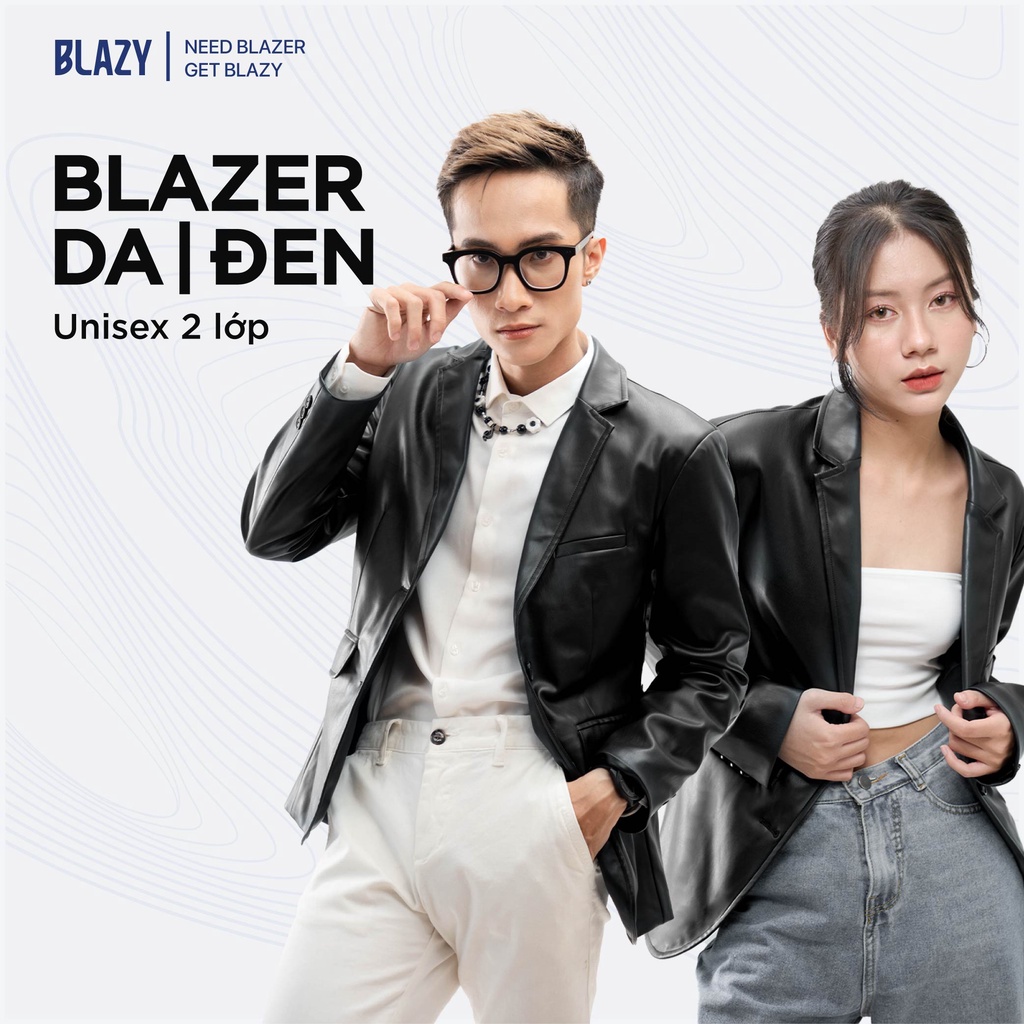 Áo Khoác Da Blazer Nam Nữ Tay Dài BLAZY - Màu Đen, Thời Trang Hàn Quốc Unisex, Form Tôn Dáng 2 Lớp | BigBuy360 - bigbuy360.vn