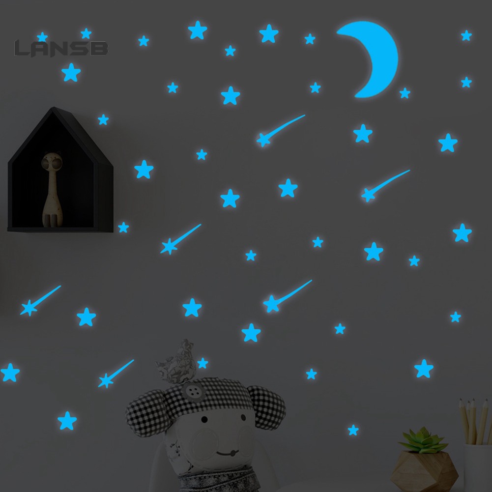 Sticker dán tường hình ngôi sao phát sáng trong đêm dùng trang trí phòng bé