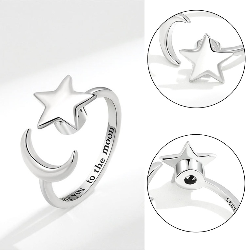 Nhẫn Mặt Trăng Và Ngôi Sao Xoay Độc Đáo Cho Nữ