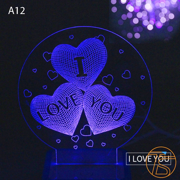 Đèn Led Trang Trí 3D I Love You Nguồn Usb 5V Sáng Nhiều Màu - Quà Tặng Sinh Nhật