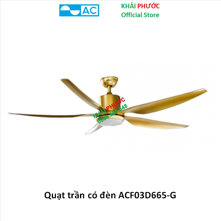 Quạt Trần AC 5 Cánh Động Cơ DC ACF03D665-G ACFO3D665-G có đèn - Khải Phước Electric