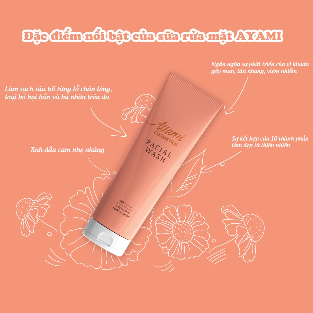 Sữa Rửa Mặt Trắng Da Nhật Bản AYAMI COSMETICS Facial Wash 120G HAJAKO