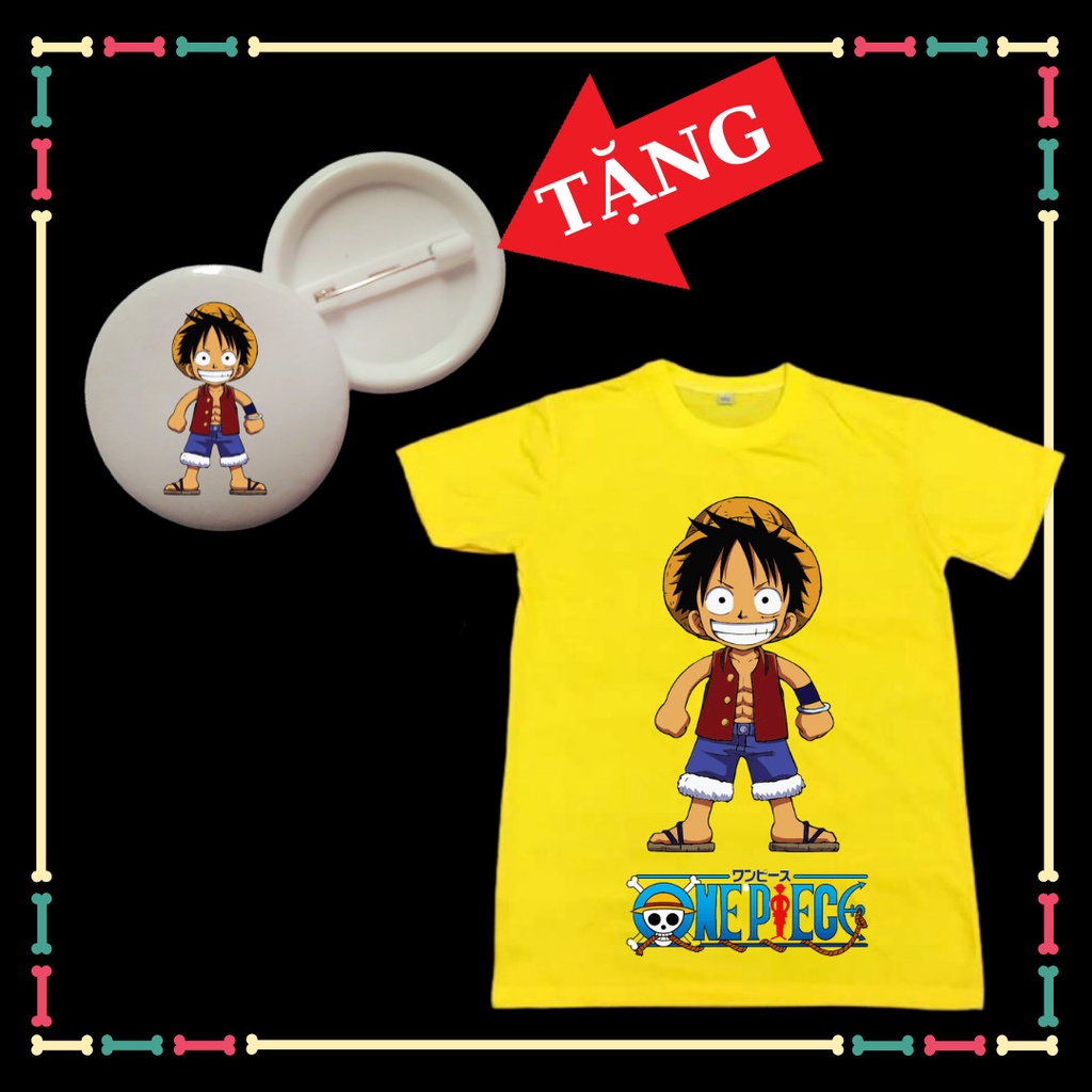 Áo Thun One Piece Luffy Trẻ Em đủ size áo từ 10kg đến 90kg Tặng HUY HIỆU One Piece Luffy