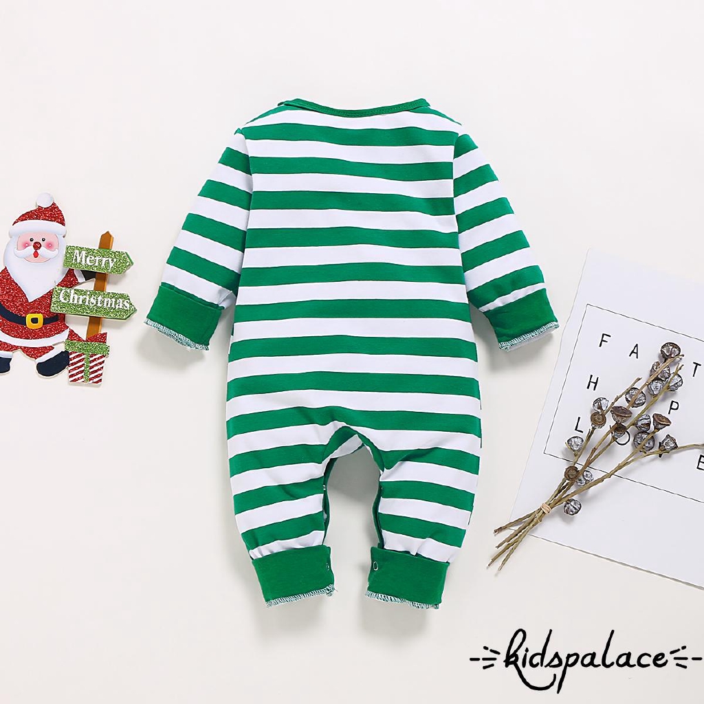 ➤♕❀❤Christmas Newborn Baby Girl Stripe Plaid Romper Jumpsuit Pants Outfit  New