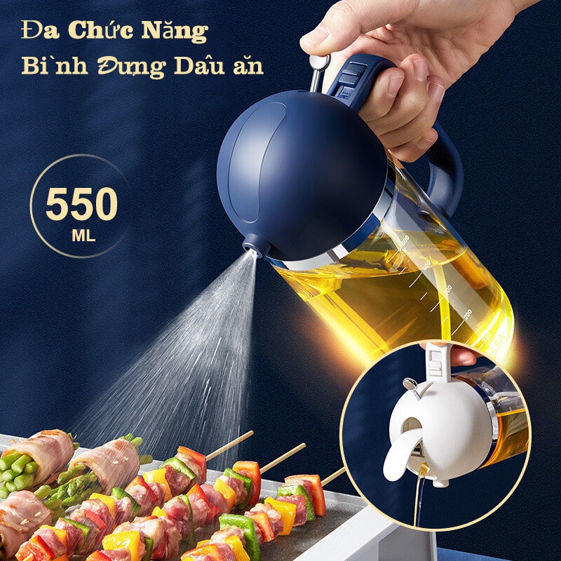 Chai đựng dầu ăn 550ml Bình xịt dầu ăn Chai rót dầu ăn Bình Xịt Dầu Ăn Giấm Đa Năng Cho Nhà Bếp