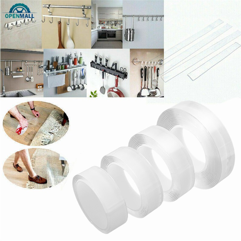 Cuộn Băng Dính Nano 1/2/3/5m Dán Đồ Lên Tường Có Thể Dùng Nhiều Lần Tiện Dụng