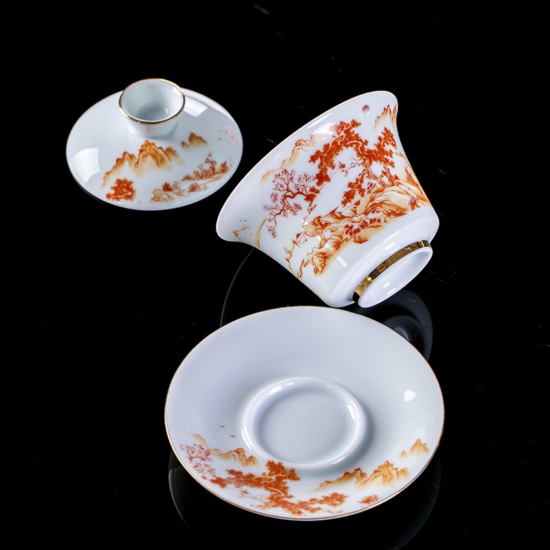 Chén Khải Tiềm Trà Bằng Sứ Trắng Bạch Định Thấu Quang (Dung Tích 180 ml)