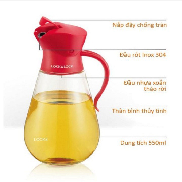 Bình Đựng Dầu Ăn Lock&amp;Lock Tặng Kèm 1 Bình Thủy Tinh