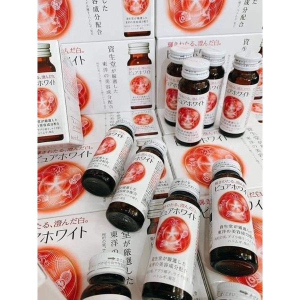 [Mẫu Mới] Nước uống trắng da the collagen Pure White shiseido nhật bản 50ml x 10 lọ