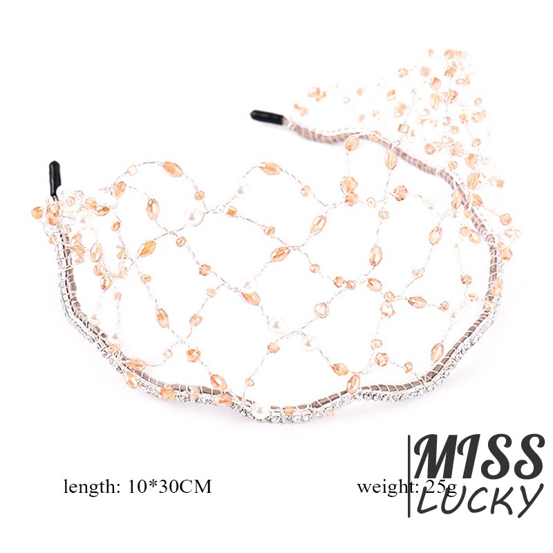 Luxury Baroque Vintage Crystal Head Buckle Crystal Mesh Bride Headband Rhinestone Tiara Wedding Hair Jewelry Accessories