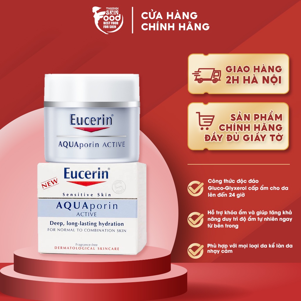 Kem Dưỡng Ẩm Cho Da Thường Đến Da Hỗn Hợp Eucerin Sensitive Skin Aquaporin Active Cream 50ml
