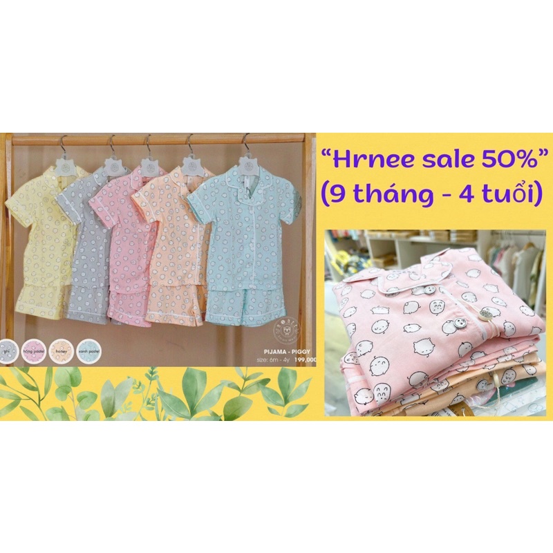 🌈 Bộ Pijama cộc tay cho bé chính hãng Hrnee - pijama sợi tre cho bé