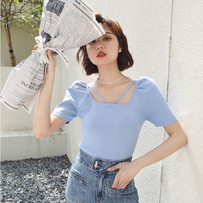 Áo Thun Dệt Kim Tay Ngắn Thời Trang Mùa Hè Thiết Kế Mới