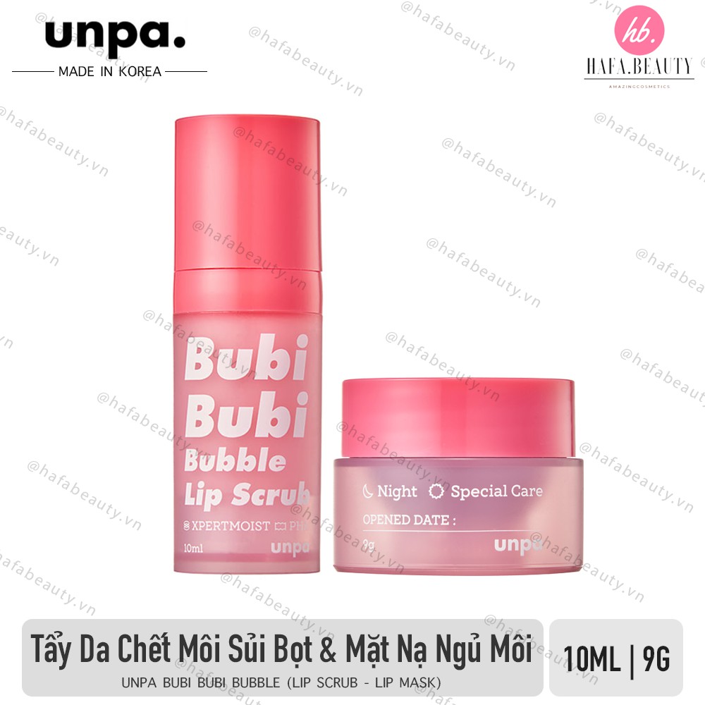 Tẩy Da Chết Môi Sủi Bọt & Mặt Nạ Ngủ Môi Unpa Bubi Bubi (Bubble Lip Scrub + Lip Mask)