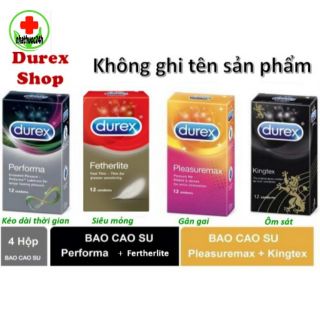 4 hộp Bao cao su Durex Performa, invisible, pleasuremax, kingtex - 48 cái