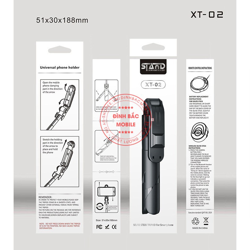 ☒♈Gậy chụp ảnh tự sướng XT02 3in1 có bluetooth 3 chân đa năng chụp hình selfie giá đỡ điện thoại lives | BigBuy360 - bigbuy360.vn
