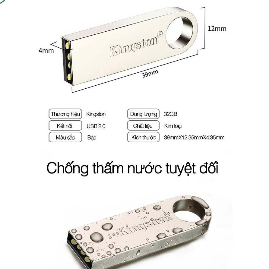 { BẢO HÀNH CHÍNH HÃNG } Usb Kingston 64Gb/32Gb/16Gb/8Gb/4Gb/2Gb SE9 2.0, nhỏ gọn thiết kế vỏ kim loại chống nước