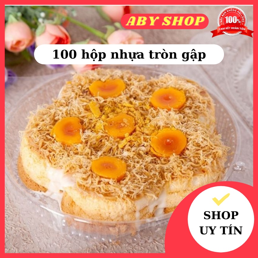 100 hộp nhựa tròn gập ⚡ LOẠI BỀN ⚡ hộp nhựa 20cm đựng bông lan h28 cao cấp