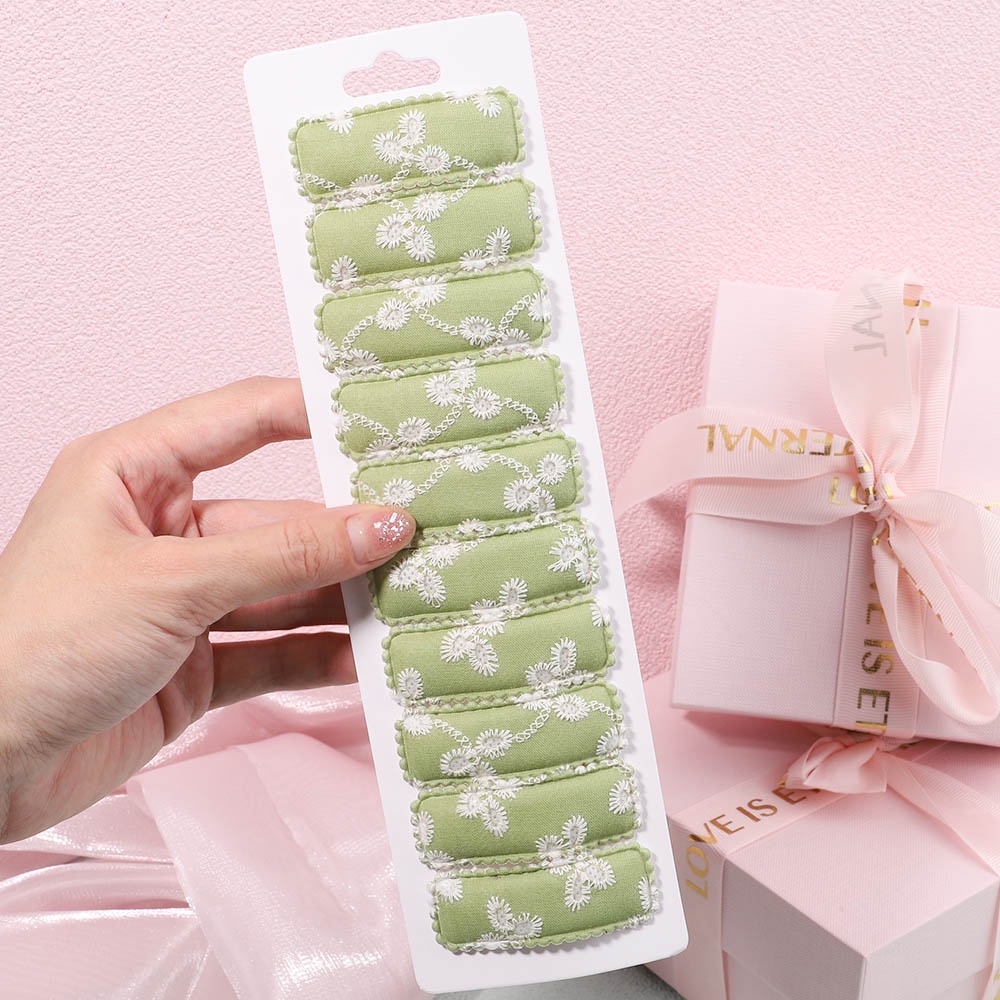 Set 10 kẹp tóc KIDSBOWS kim loại họa tiết thêu thời trang cho bé gái