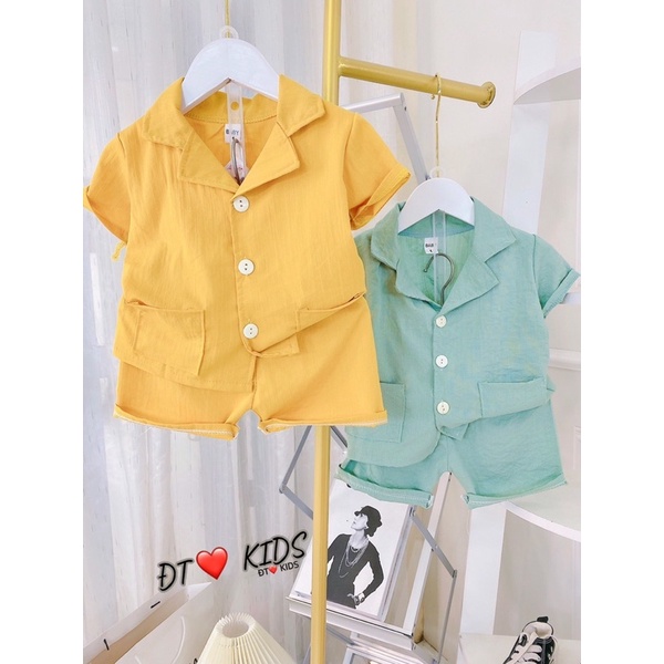 Set bộ bé trai cổ tàu mùa hè