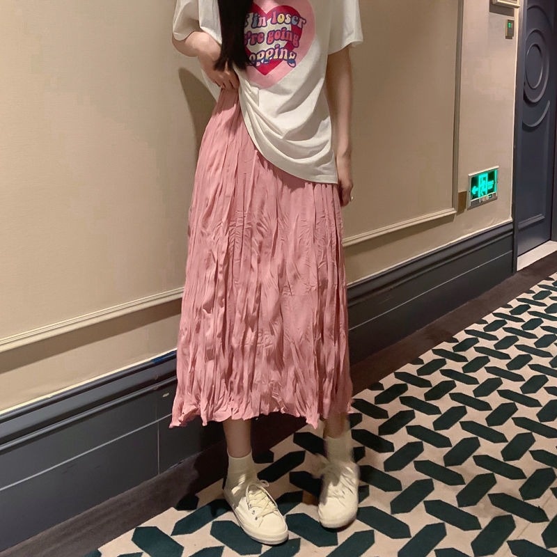Chân Váy Dài Lưng Cao Màu Sắc Đơn Giản Thời Trang Xuân Hè Phong Cách Hàn Quốc Cho Nữ