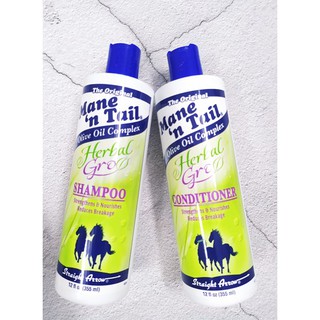 DẦU GỘI & XẢ MANE 'N TAIL HERBAL GRO CHỐNG NHỜN, NHANH DÀI, BÓNG MƯỢT 355ML