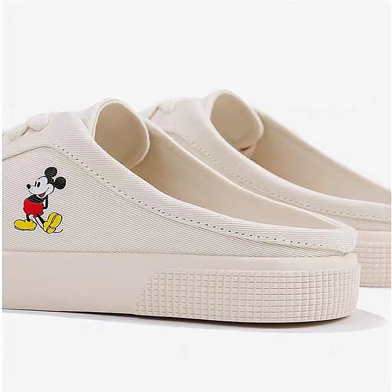 Giày Lười Canvas In Hình Chuột Mickey Dễ Thương