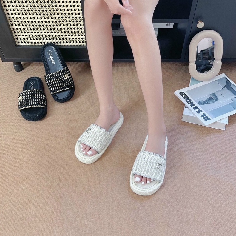 Dép Nữ Chànell Thời Trang Trắng Đen QC Cao Cấp Hộp Tag Bill TRINH LÊ SHOP GIÀY DÉP