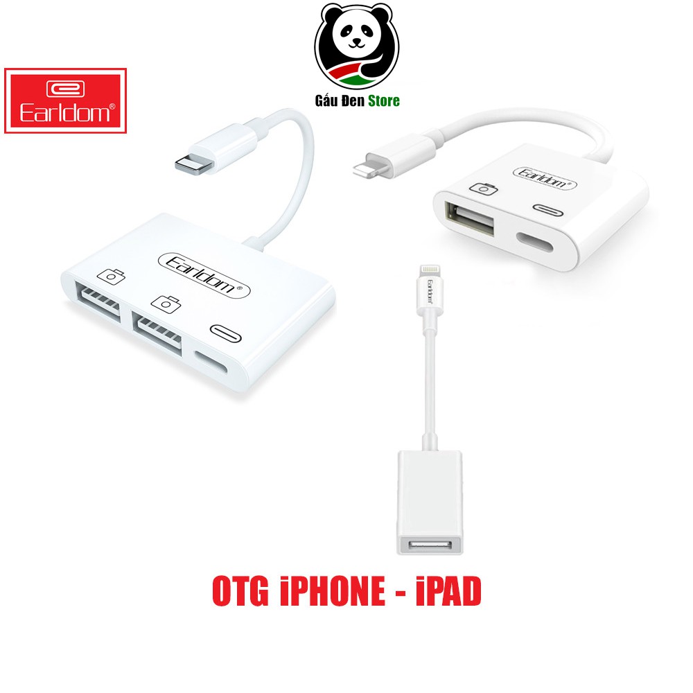 Cáp OTG Dành Cho iPhone, iPad Earldom OT43 OT44 OT48 - Hỗ Trợ Cắm Phím, Chuột, USB , Midi Controller - Hàng Chính Hãng