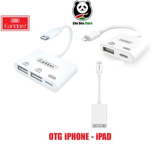 Cáp otg dành cho iphone, ipad earldom ot43 ot44 ot48 - hỗ trợ cắm phím, chuột, usb , midi controller - hàng chính hãng