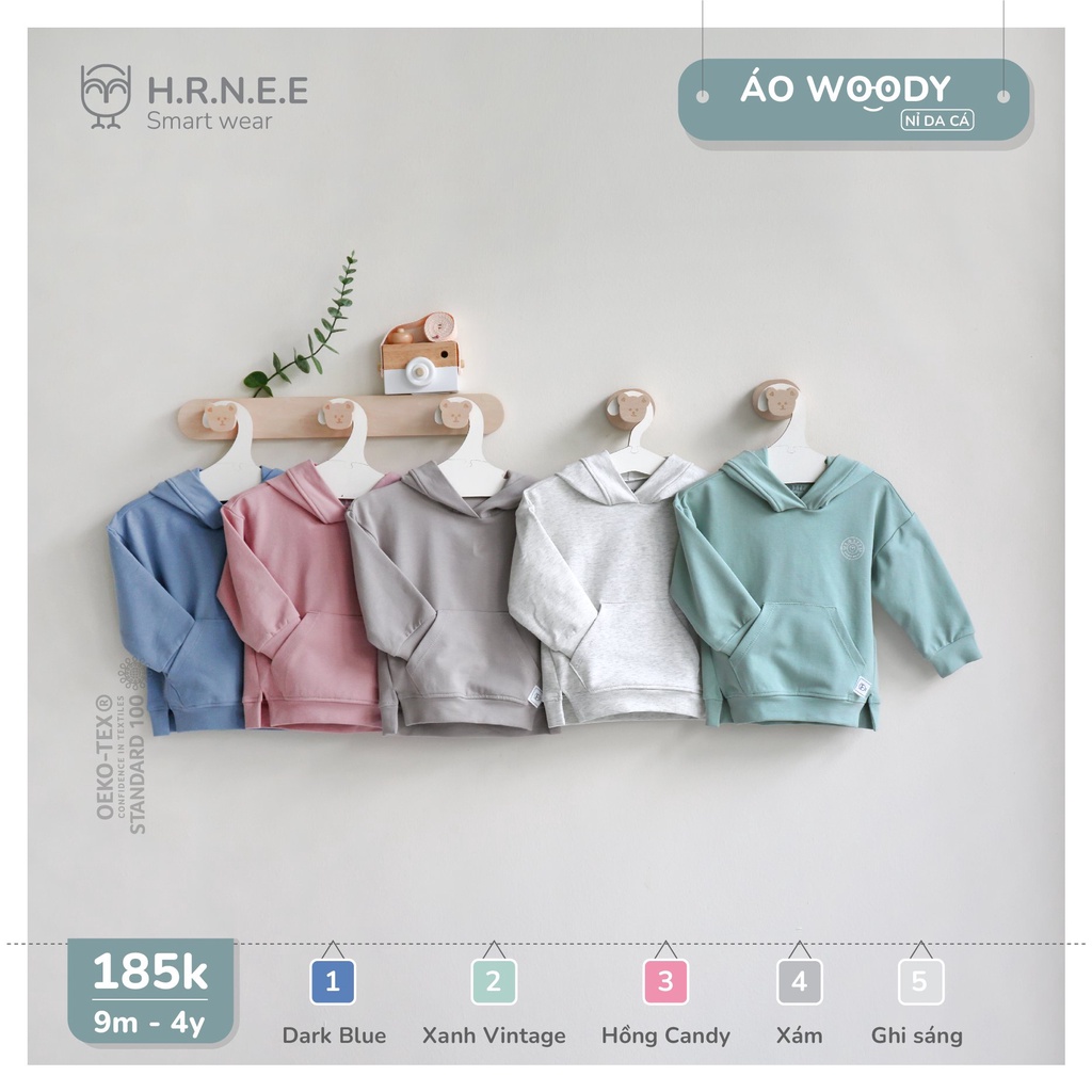 Hrnee - Áo nỉ da cá WOODY cho bé trai bé gái chất siêu đẹp