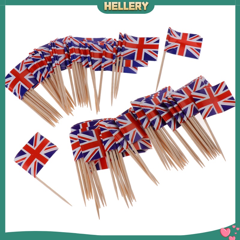 Set 100 Tăm Xỉa Răng Hình Lá Cờ Anh Trang Trí Bánh Kem